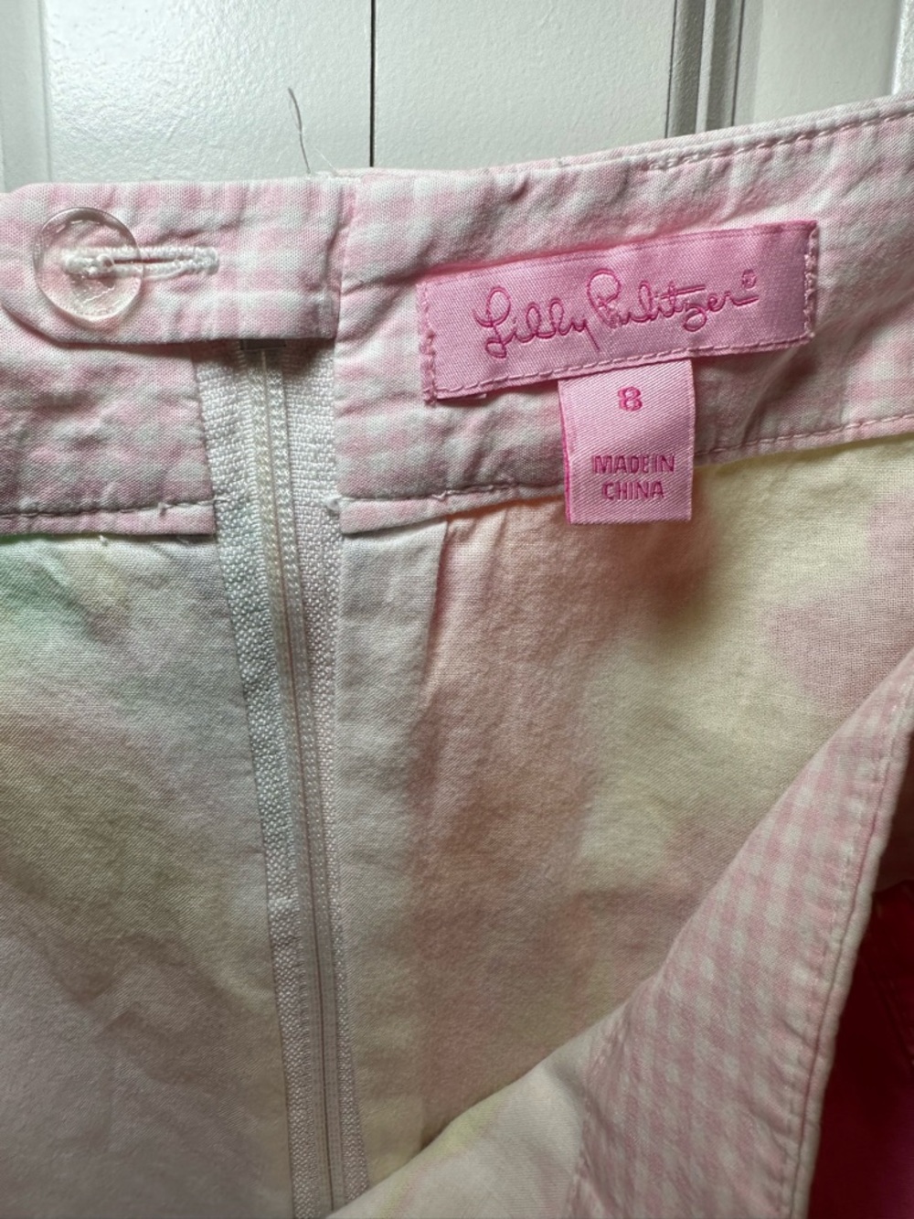 Vintage Lilly Pulitzer Pink & Green Patchwork A-Line Skirt Size 8 100% cotton - Picture 9 of 9